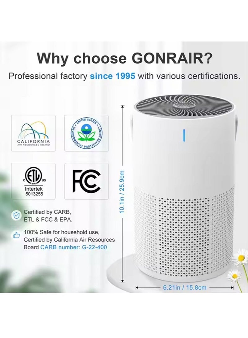 ايتي لايف أجهزة تنقية هواء منزلية، غبار، دخان، شعر حيوانات أليفة، مساحة تصل إلى 80 مترًا مربعًا، فلتر هواء H13 True HEPA مع مؤقت، وضع السكون، خالٍ من الأوزون، منقي هواء هادئ 24 ديسيبل لغرفة النوم والمكتب، GL-K802 أبيض - Image 3