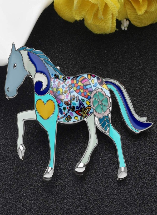 NEWEI Enamel Alloy Elegant Horse Brooch Pin For Women Girl Gift Clothes Scarf Decoration Animal Jewlery - Image 3