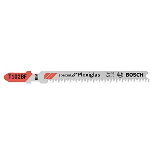 Bosch T102BF 3-Piece 2-5/8 In. 13 TPI Clean for Plexiglas Bi-Metal Jig Saw Blades - Image 1