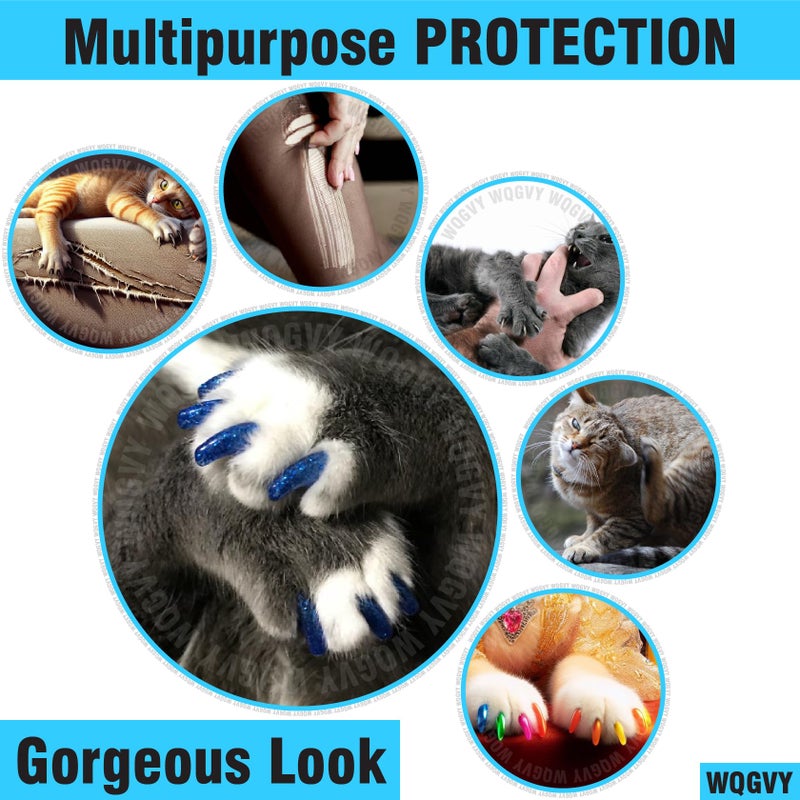 WQGVY 15 Colors / 150 pcs Cat Nail Caps | Cat Claw Covers with Adhesives and Applicators (M) - Image 5