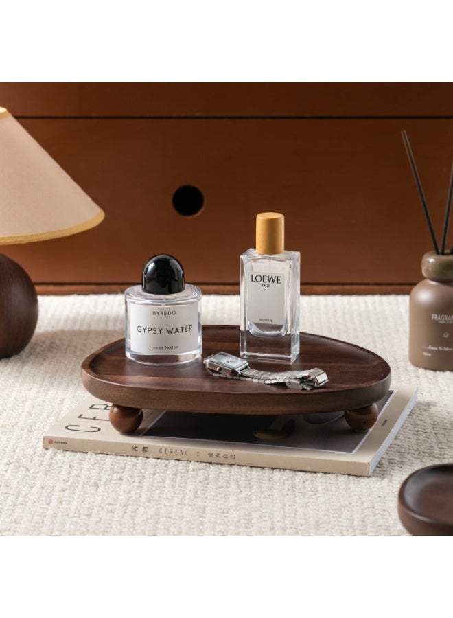 Acacia Wood Oval Tray with Round Bead Feet, 25.9cm x 20.7cm, Household Storage & Display - Image 4