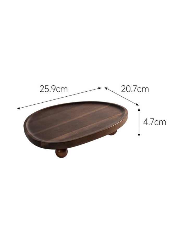 Acacia Wood Oval Tray with Round Bead Feet, 25.9cm x 20.7cm, Household Storage & Display - Image 3
