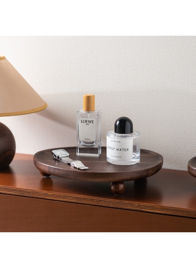 Acacia Wood Oval Tray with Round Bead Feet, 25.9cm x 20.7cm, Household Storage & Display - Image 1