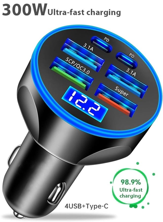 سكيسو بت Skisopet Car Charger Adapter Super Fast Charge Usb C Car Phone Charger Adapter 6 In 1 3.1 A