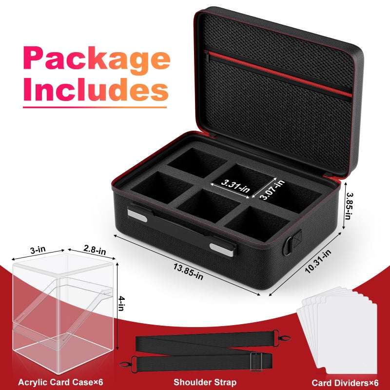 Proijeut Card Deck Box with Portable Case, 6 Pack Clear Commander Deck Box with 6 Dividers, Holds 600+ Double Sleeved Cards, Fit for MTG, YuGiOh, TCG - Image 2