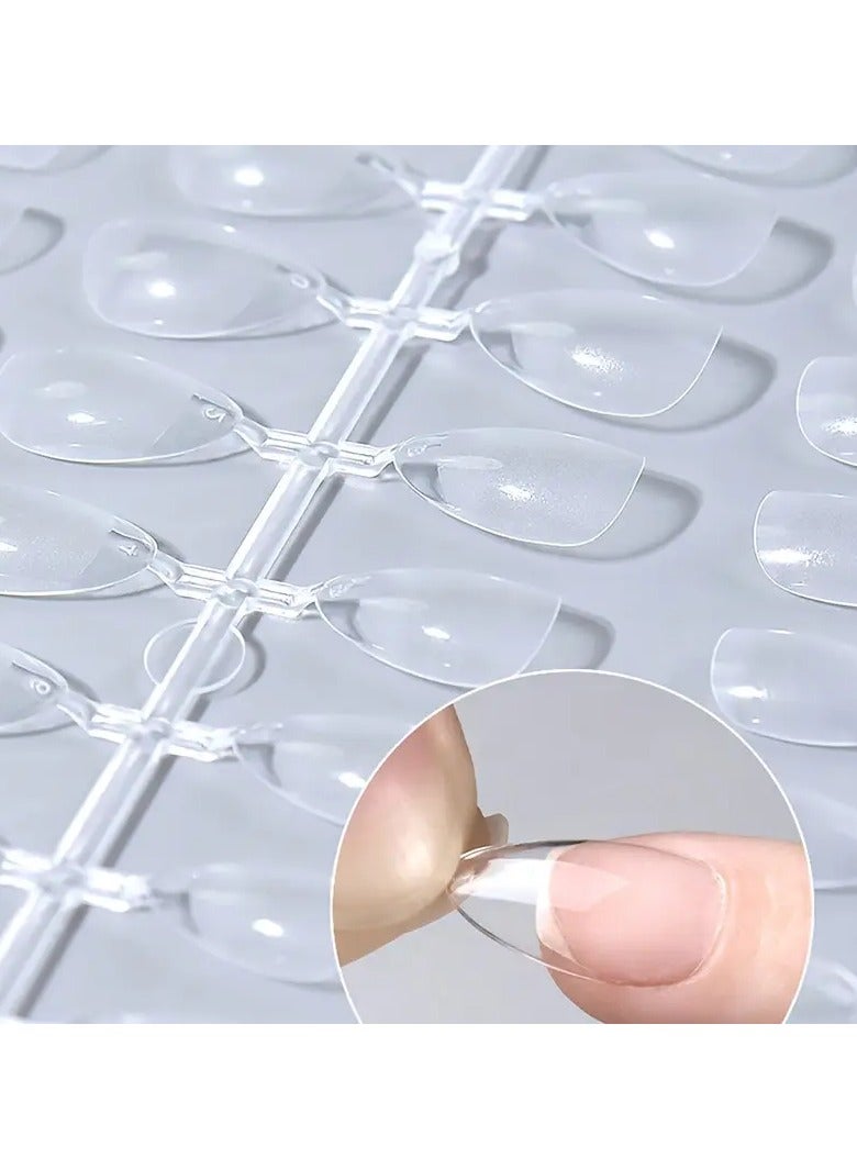 Rozino 120 Pcs Short Almond Shaped Nail Tips - Pre-formed Acrylic & Soft Gel Nail Extensions, Full Cover Transparent Glossy Nail Tips, Quick Apply Press-On Gel Nail Enhancements with Pure Color Design  - Image 3