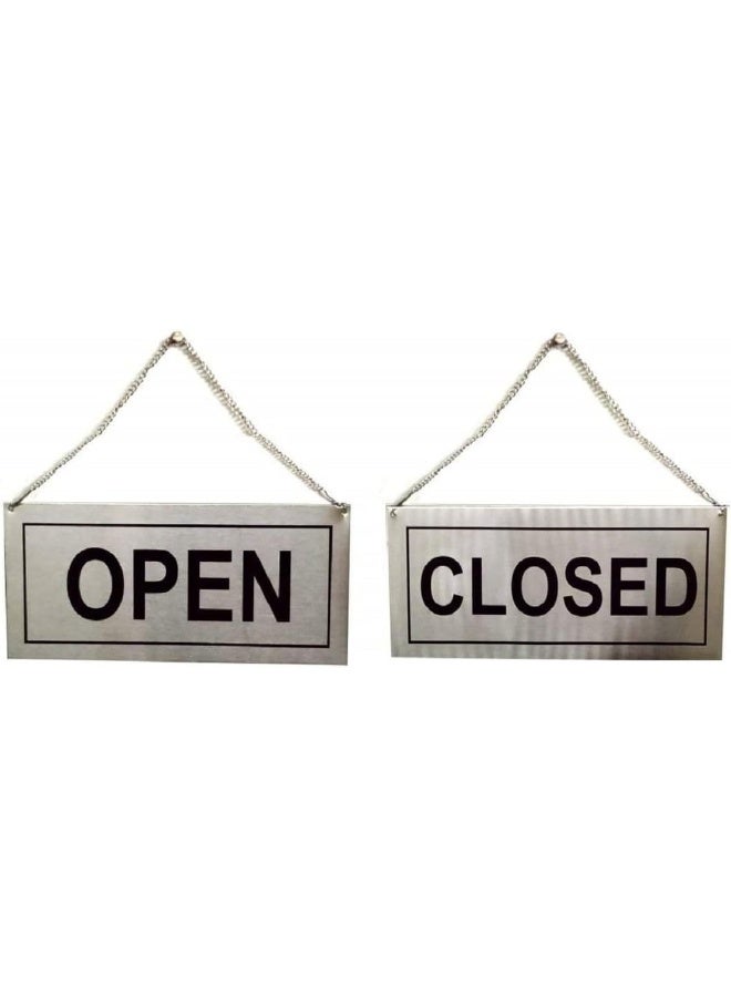 BPA® Stainless Steel Hanging Open Closed Signage Board (5"x12") - Image 1