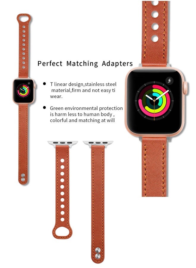 Happy D Slim Leather Apple Watch Band, 38mm/40mm/41mm, Leather Thin Replacement Strap Wristband for iWatch Ultra 2 SE Series 10/9/8/7/6/5/4/3/2/1 - Image 2