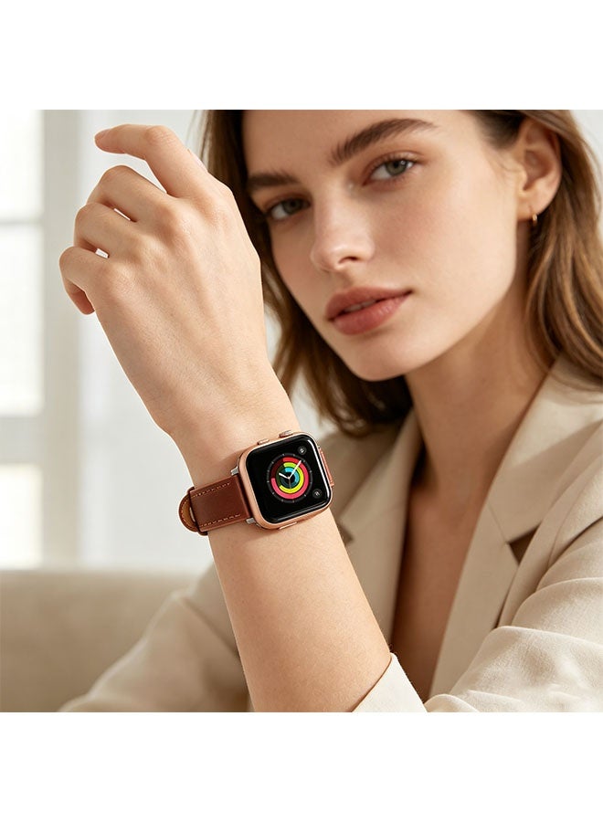 Happy D Slim Leather Apple Watch Band, 38mm/40mm/41mm, Leather Thin Replacement Strap Wristband for iWatch Ultra 2 SE Series 10/9/8/7/6/5/4/3/2/1 - Image 3