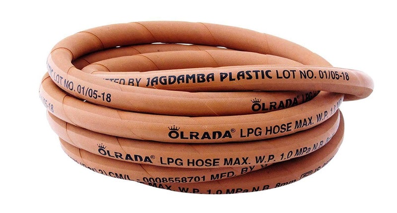 OLRADA Reinforced Steel Wire Lpg Hose-Gas Pipe with Clamp (2m) (ISI Marked) - Image 1