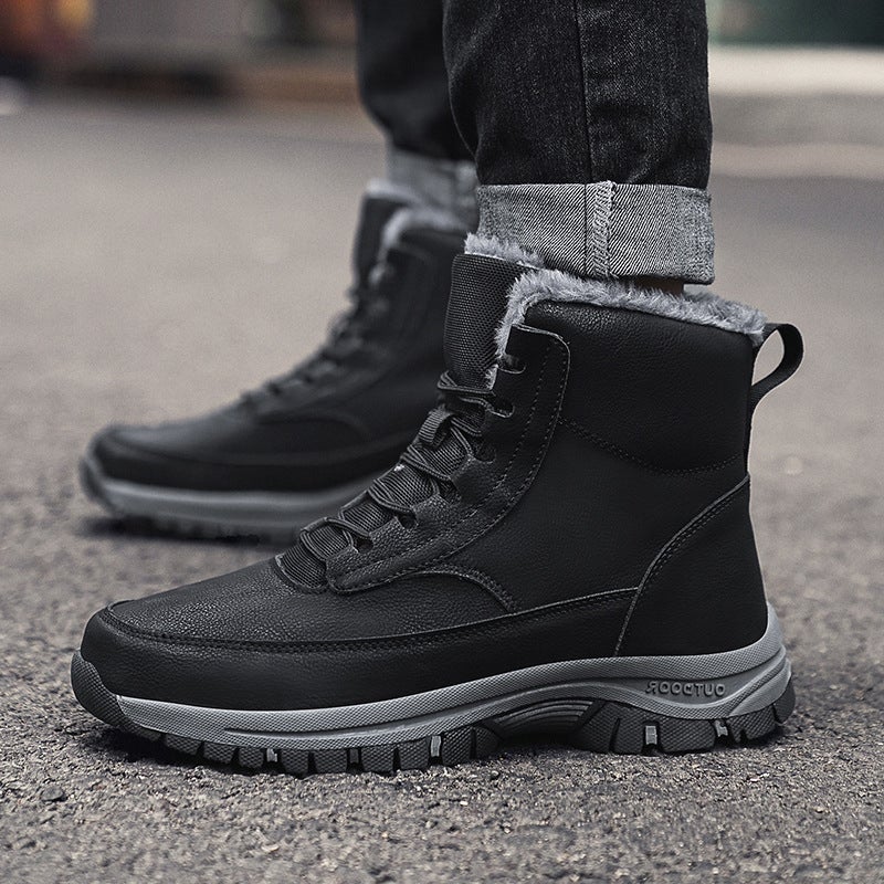 Winter Plus Size Outdoor Cold Snow Boots Boys Cotton And Thickening Warm Martin Boots Cotton Shoes Men'S - Image 3