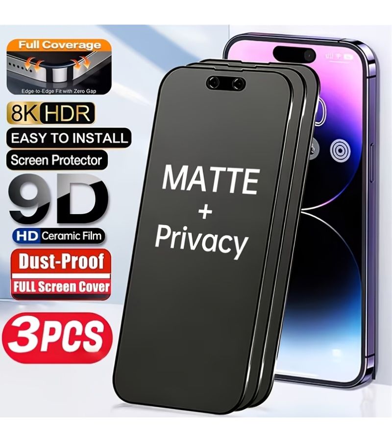 3 Pack Matte Privacy Screen Protector Full Coverage for iPhone 15 - Image 1