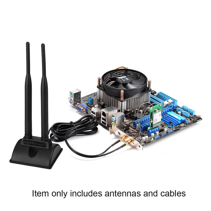EIGHTWOOD هوائي واي فاي مزدوج النطاق 2.4GHz 5GHz من إيت وود مع موصل RP-SMA ذكر + كابل RP-SMA أنثى بطول 6 بوصات (عبوة من 2) لبطاقة شبكة Mini PCIe محول USB واي فاي جهاز توجيه لاسلكي نقطة وصول - Image 2