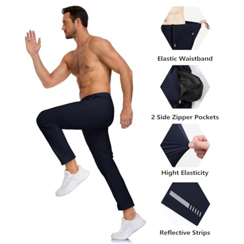 Mens Sport Gym Pants Lightweight Quick Dry Athletic Workout Pants Nylon Breathable Running Sweatpants with Zip Pockets - Image 4