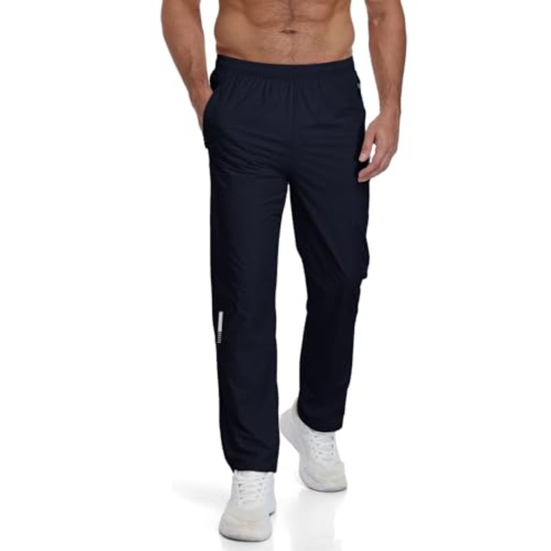 Mens Sport Gym Pants Lightweight Quick Dry Athletic Workout Pants Nylon Breathable Running Sweatpants with Zip Pockets - Image 2