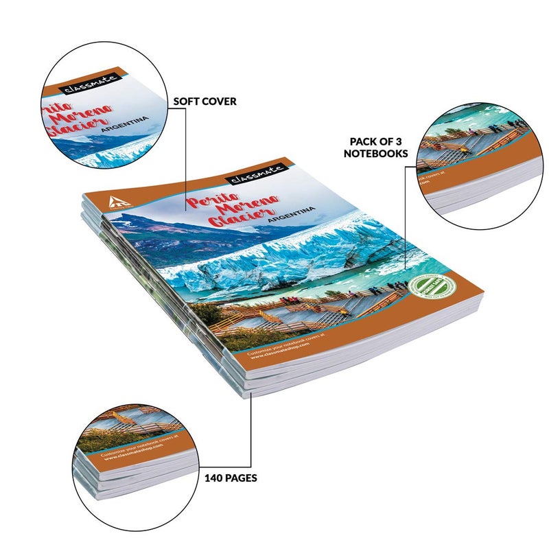 classmate كتاب طويل - بدون خطوط، 140 صفحة، 297 مم × 210 مم - عبوة من 3 - Image 5