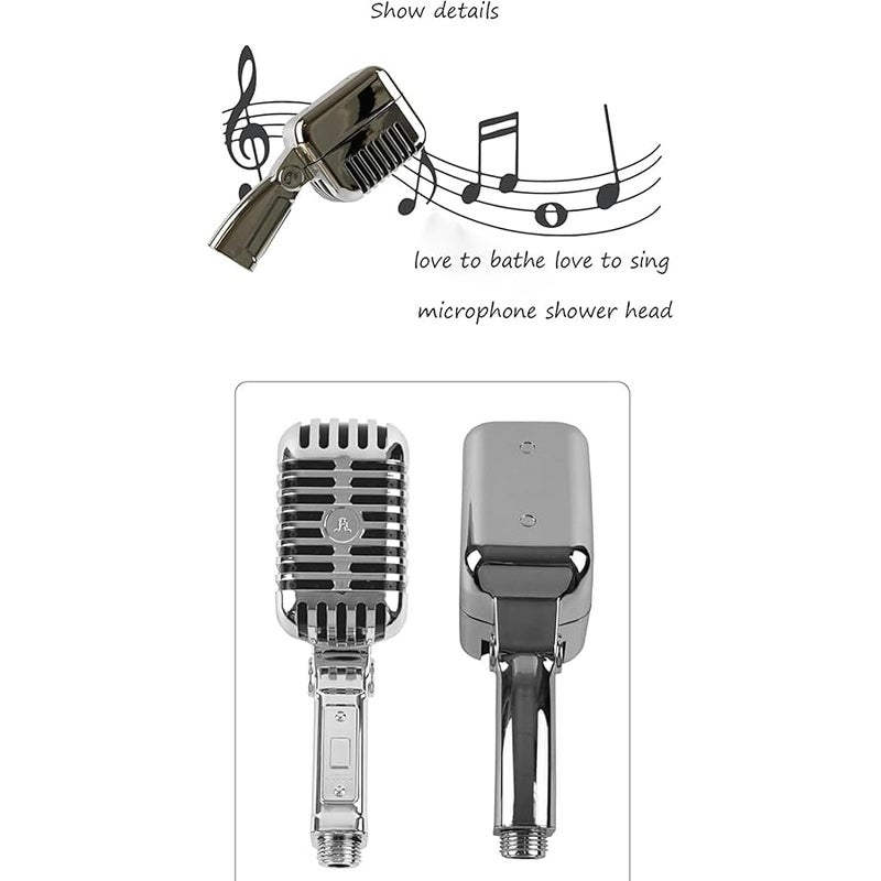 Microphone Shower Head - Handheld Shower Head, 7.87inch Creative Vintage Microphone Shaped Showerhead Detachable Shower Head, Personalised High Pressure Shower Heads, Let's Sing our hearts out! - Image 2