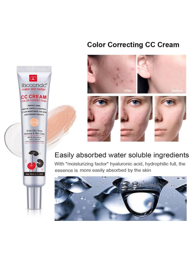 ibcccndc كريم تصحيح اللون CC 45 مل، كريم CC مرطب، خافي عيوب مرطب للوجه واقي شمس بتغطية كاملة مع SPF 25، داكن - Image 4