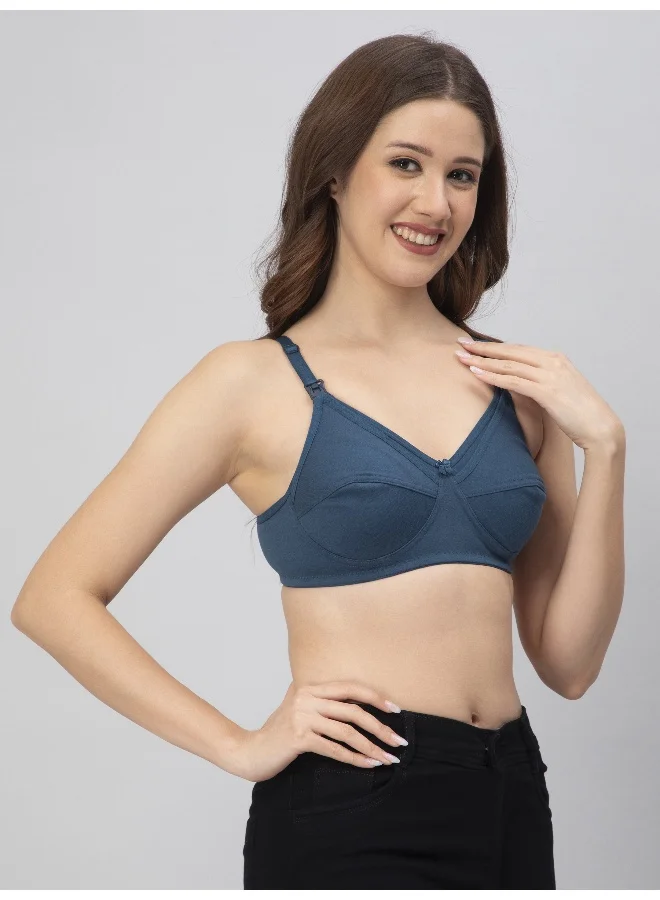 CEE 18 Women's Cotton Hosiery Non-Padded Non-Wired Maternity Bra(Pack of 3,WINE,RED,T-BLUE)