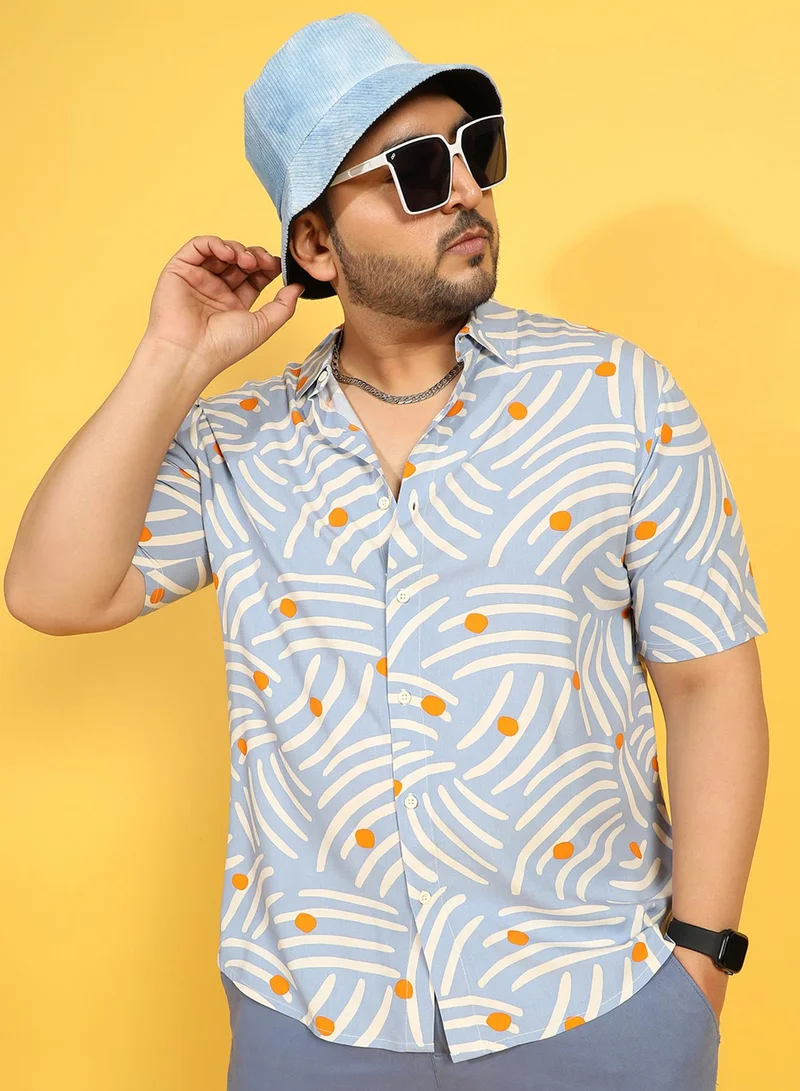 Instafab Plus Instafab Plus Men's Multicolour Abstract Print Button Up Plus-Size Fit Shirt For Casual Wear | Heavy Rayon Spread Collar Shirt Crafted With Regular Sleeve & Comfort Fit For Everyday Wear