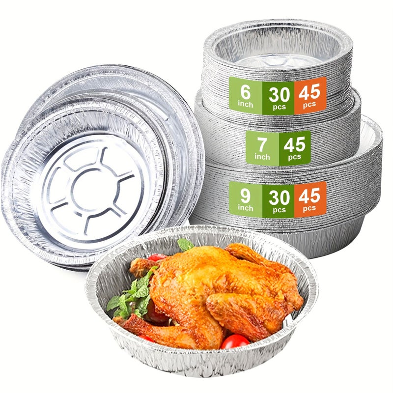 45 Disposable Aluminum Pie Trays 7in Round Tin Foil Baking Trays for Parties - Image 1