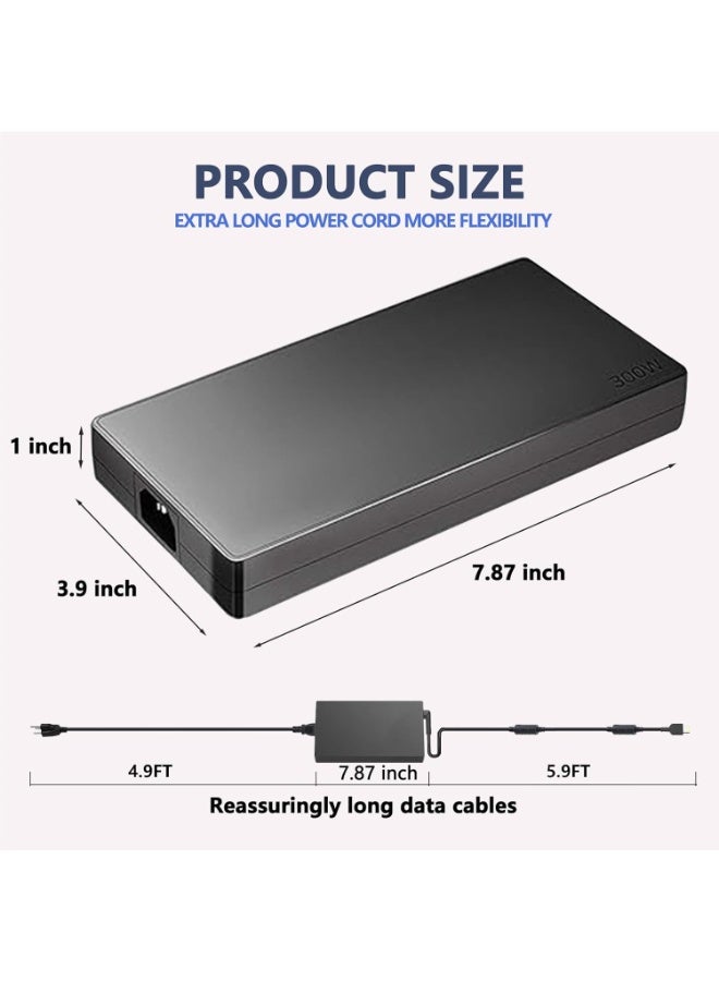300W Laptop Charger Compatible with Lenovo Legion 7i/5i/5 Pro, R7000P, Y9000X, ThinkPad P17 – AC Power Adapter - Image 2