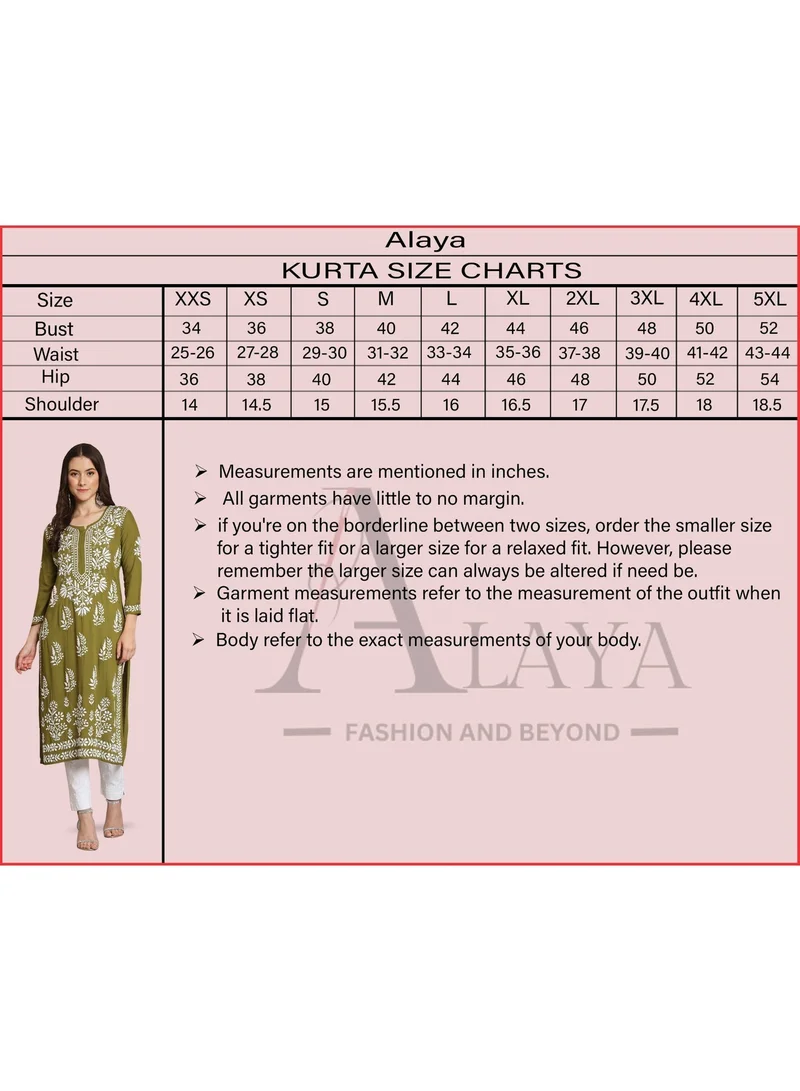 Alaya  Hand Embroidered Chikankari A-Line Chanderi Cotton Angarkha Kurta-AL3667 for Women | Best Price UAE