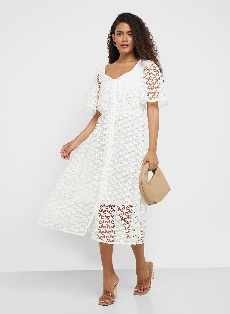 Little Mistress Floral Lace Midi Dress  - Image 1