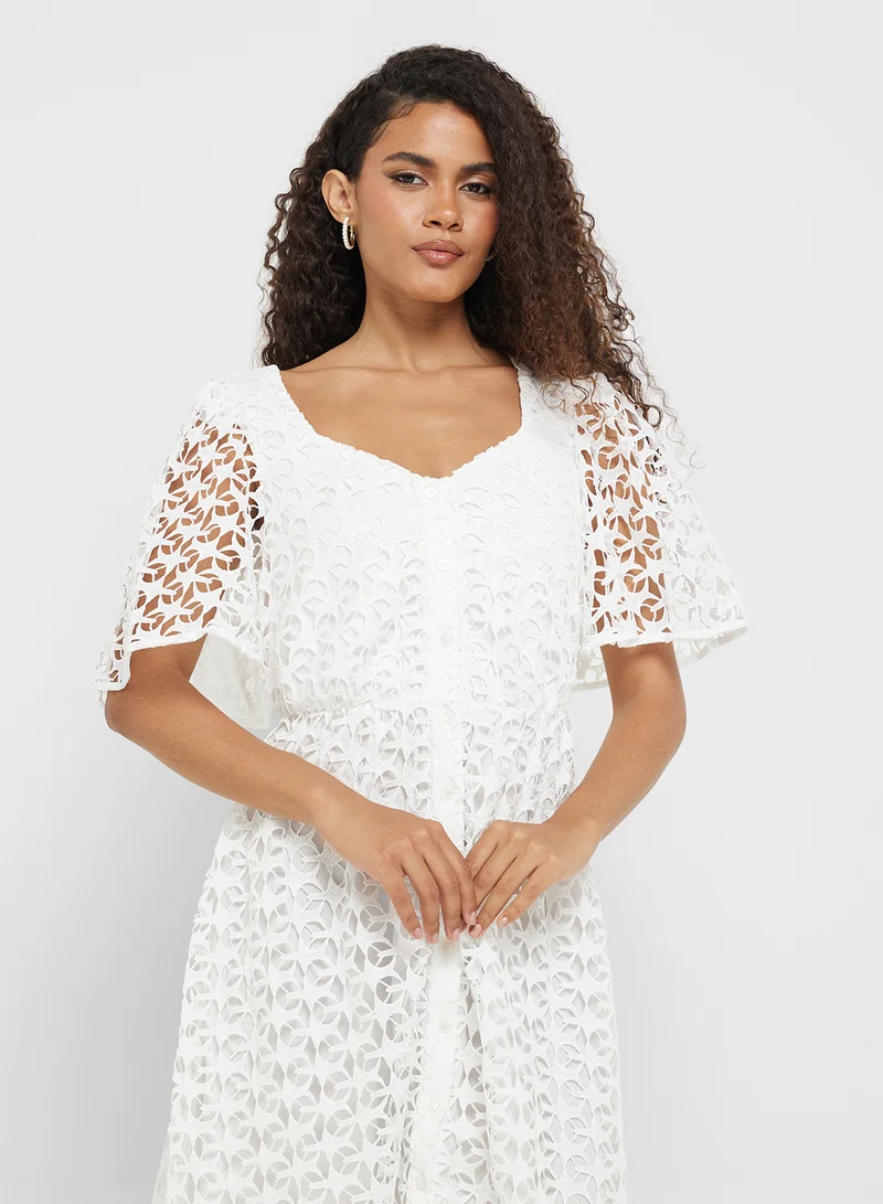 Little Mistress Floral Lace Midi Dress