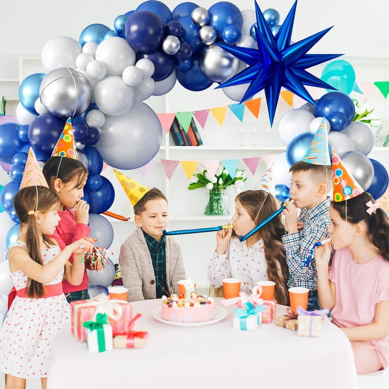 DG 94Pcs Blue Balloon Garland Arch Kit Navy Blue Silver White Balloons Garland Kit with Metallic 4D Star Foil Balloon Birthday Party Balloons for Boys Men Baby Shower Wedding Graduation Party Decoration - Image 4