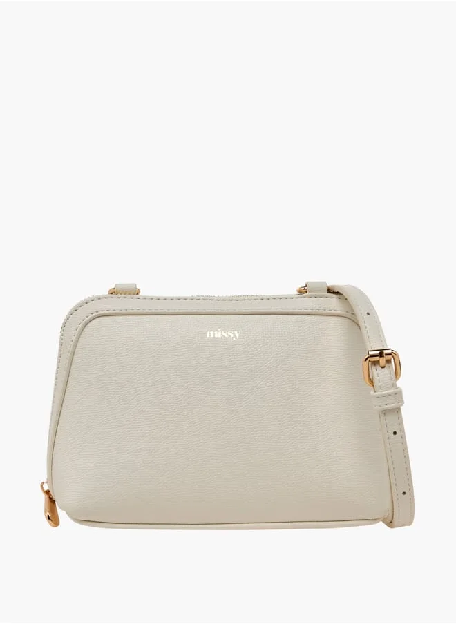 ميسي Women Panelled Crossbody Bag with Detachable Strap and Zip Closure