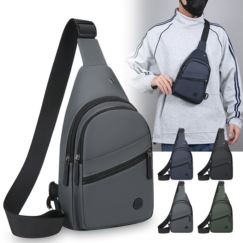 Men's Fashion PU Crossbody Bag Waterproof Lightweight Large Capacity Chest Sling Bag - Image 1