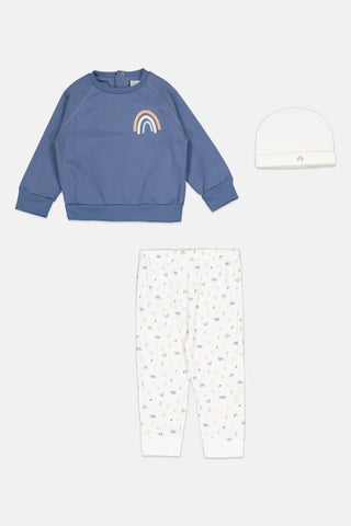 Toddlers Boy 3 Pcs Graphic Print Sweatshirt And Bottom With Beanie, Blue - pzsku/Z2CE36AF1A8142313C58DZ/45/1746232641/76cab51a-2cc1-44c6-83ea-879bb78601aa