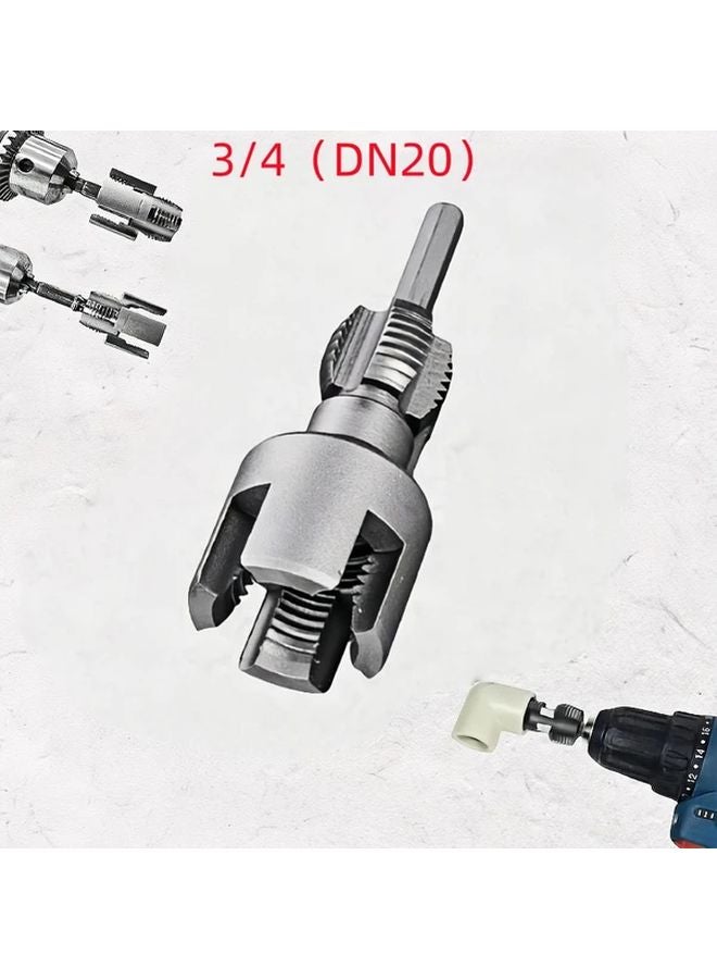 3 4 Inch Heavy Duty 2 In 1 Pipe Threading Tool Internal External Drill Attachable - Image 2