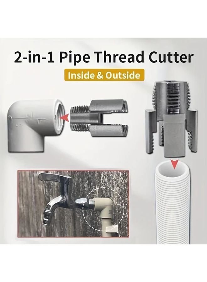 3 4 Inch Heavy Duty 2 In 1 Pipe Threading Tool Internal External Drill Attachable - Image 5