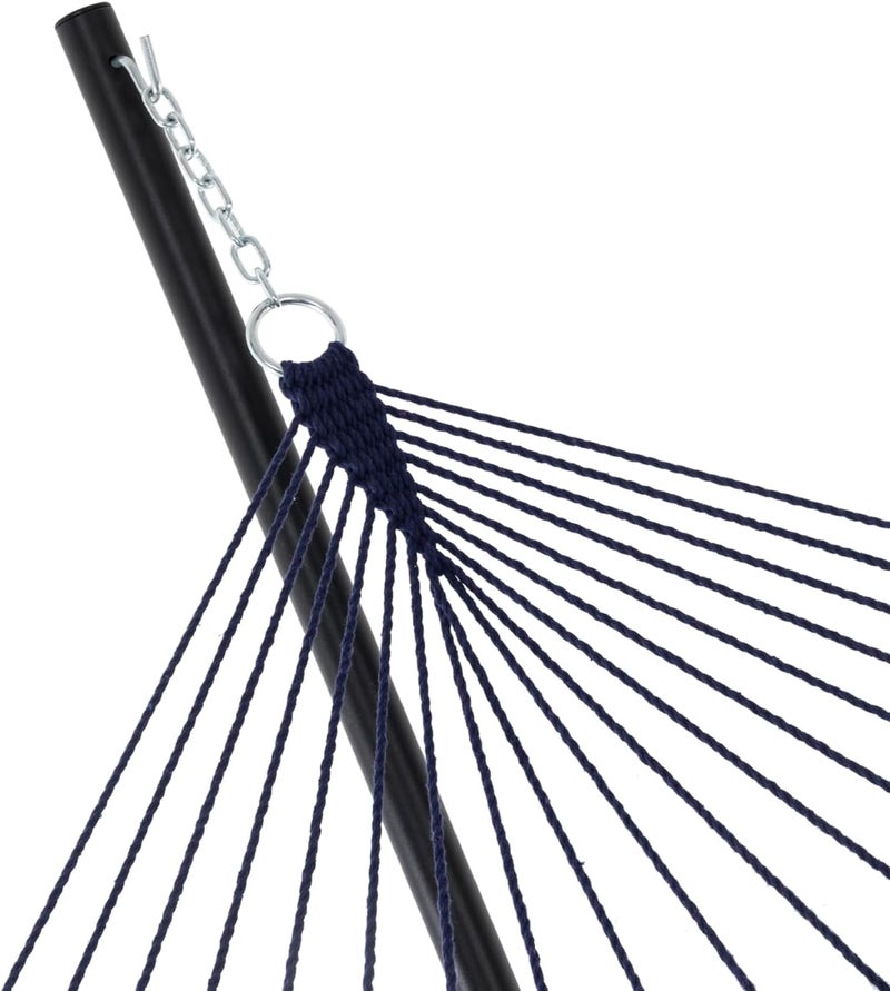 PNAEUT Double Hammock with Stand for Outside, Rope Hammocks with Hardwood Spreader Bar 2 Person, 12ft Heavy Duty Stand, Extra Pillow, Max 475 lbs Capacity (Royal Blue) - Image 5