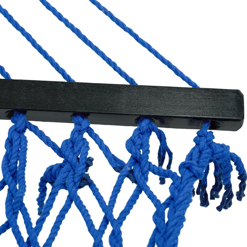PNAEUT Double Hammock with Stand for Outside, Rope Hammocks with Hardwood Spreader Bar 2 Person, 12ft Heavy Duty Stand, Extra Pillow, Max 475 lbs Capacity (Royal Blue) - Image 4