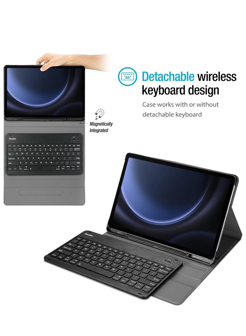 ELTRAZONE Keyboard Case for Galaxy Tab S9 FE Plus 12.4 2023, Protective Cover Case with Detachable Wireless Keyboard for Galaxy Tab S9 FE Plus (SM-X610 / SM-X616) 2023 –Black - Image 2