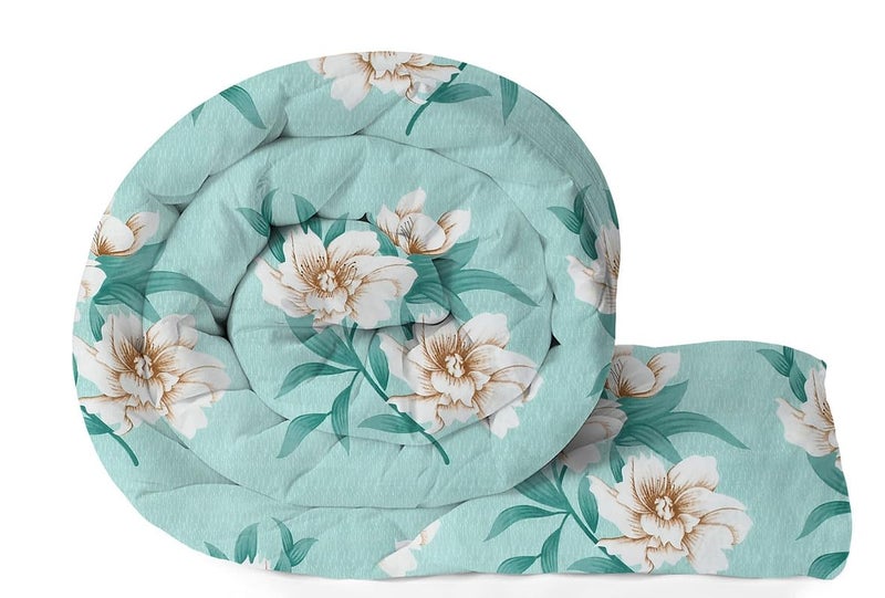 VAS COLLECTIONS Super Soft Glace Cotton King Size AC Comforter Wedding Gift Set (with Bag) for Double Bed with 1 Flat Bedsheet and 2 Pillow Cover Pastel Colours Light Green (4PC Comforter Set) - Image 2