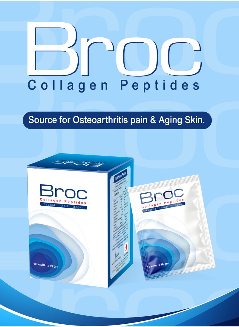 Brother Pharma - Broc Collagen Supplement – Joint Pain Relief & Anti-Aging, 10g Collagen Peptide, Orange Flavor, 10 Sachets - Image 1