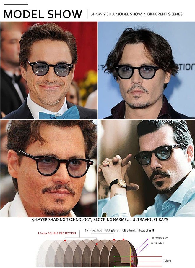 AZorb Round Sunglasses Men Women Retro Unique Design Sun Glassess for Men Women Metal Decoration Men's Sunglass Ladies Eyewear UV400 Protection Shades for Driving Travel Daily Yellow  - Image 3