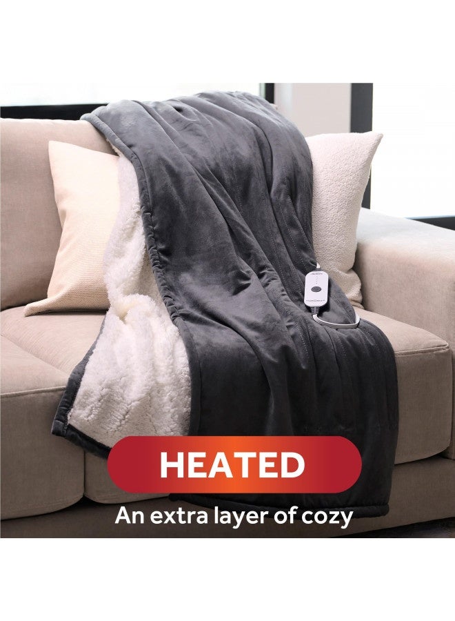 Sunbeam Royal Mink Sherpa Night Fog Heated Personal Throw / Blanket, Cozy-Warm, Adjustable Heat Settings - Image 4