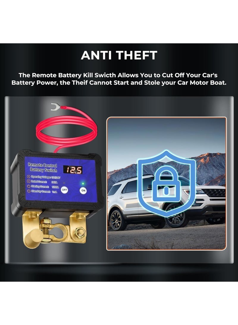 سيوسي Remote Car Battery Kill Switch, 12V 24V 240A with Voltage Display, Prevents Cell Drain, Easy Installation, Smart Remote Control Anti Theft System for Reliable Power Management in Car Truck Boat RV - Image 5