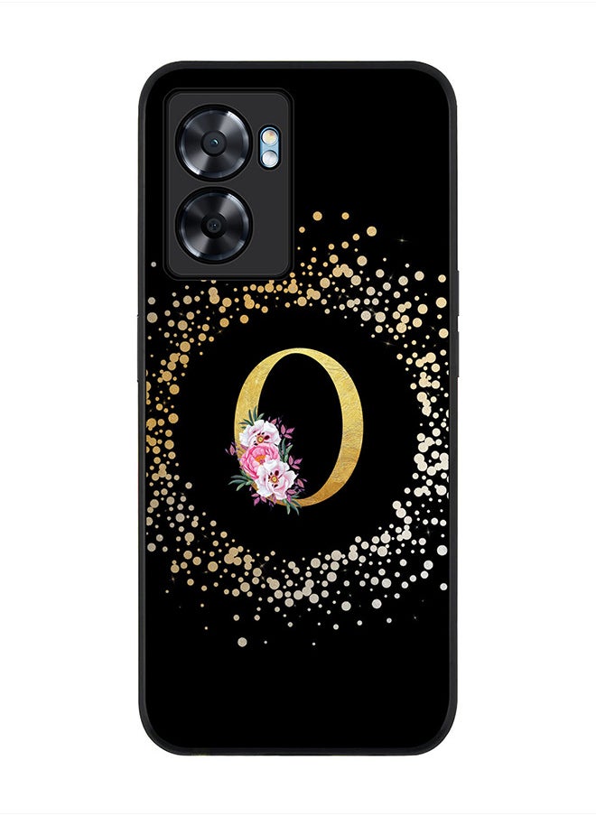 Stylizedd Rugged Black edge case for Oppo A57, Slim fit Rubber Edges Thin Cover -  Custom Monogram Initial Letter Floral Pattern Alphabet - O  (Black )  - Image 1