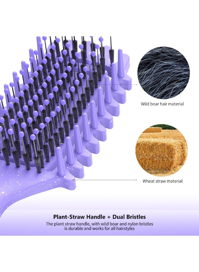 Curl Defining Hair Brush, Dual-Use Wet & Dry Hair Styling Comb, Scalp Massage & Anti-Static Elastic Curly Hair Brush for Defined Curls & Smooth Detangling, Purple - Image 5