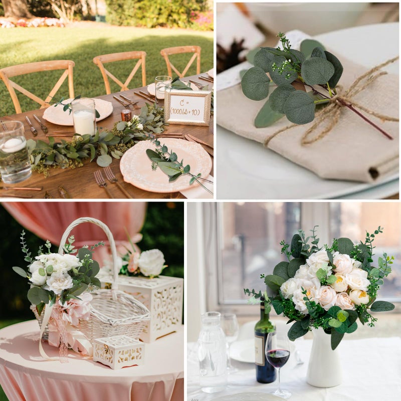 Cliselda 100pcs Artificial Eucalyptus Leaves Stems, 5 Kinds Mixed Fake Greenery Stems Bulk, Silver Eucalyptus Bundle Greenery Branches for Wedding Floral Bouquet Arrangement Centerpiece Decoration - Image 5
