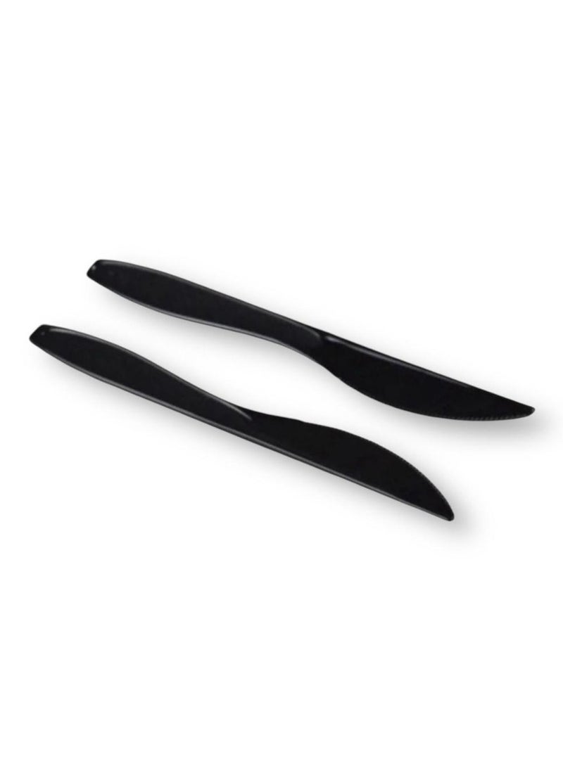 SKP Plastic Large Black Plastic Knives (50 Pieces)  - Image 1