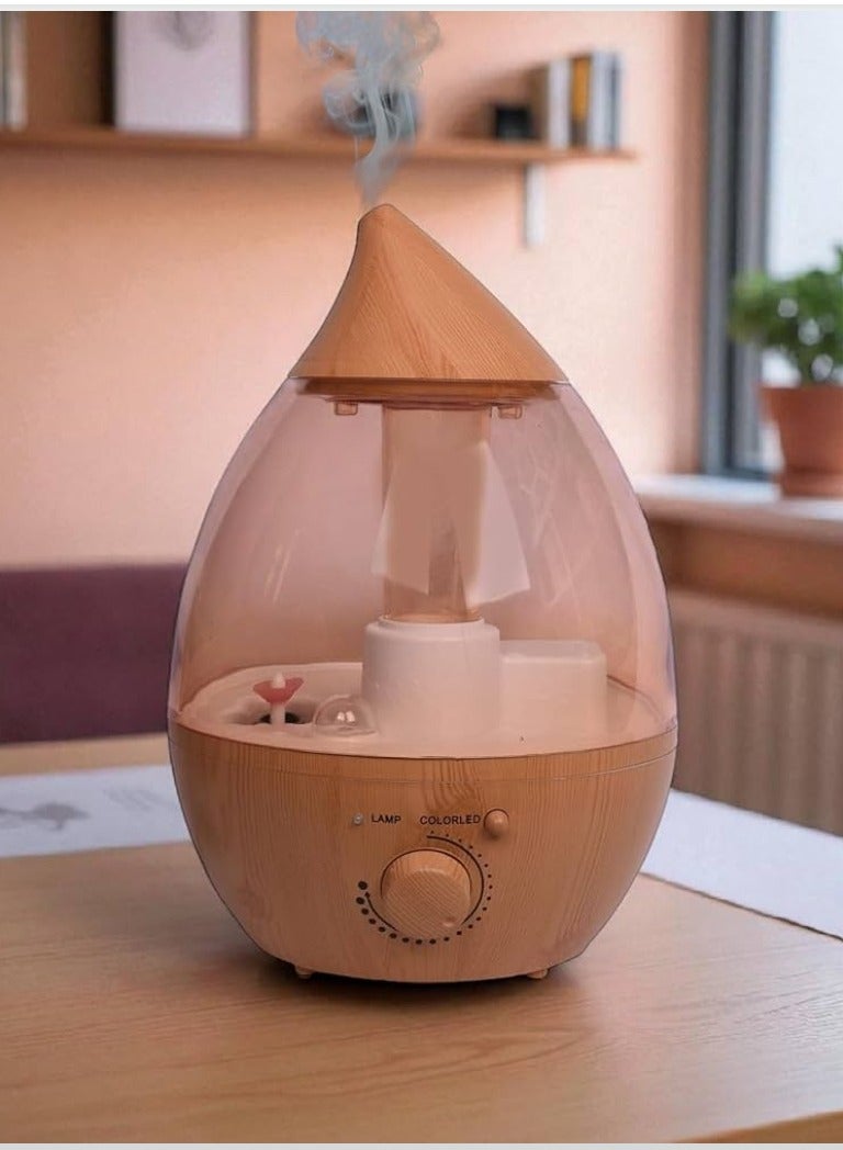 جهاز مرطب للهواء سعة 2.6 لتر لتوزيع الزيوت العطرية، فوهة فائقة الهدوء ، تغيير لونها، وتتميز بإيقاف تلقائي وضوء ، يدوم حتى 24 ساعة (خشبي) - Image 2