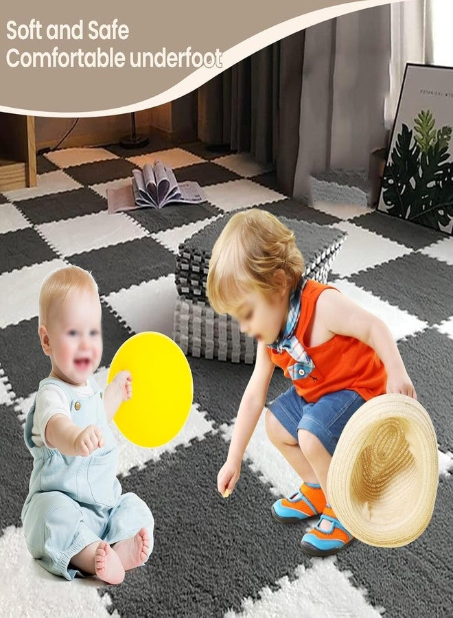 TRIVYOM Carpet Squares Puzzle Mat - Plush Interlocking Carpet Tiles, Foam Floor Tiles for Baby Mat for Floor - Kids Play Mat Anti Slip Jigsaw Flooring Playmat Like Playroom Rug_10 PCS - Image 3