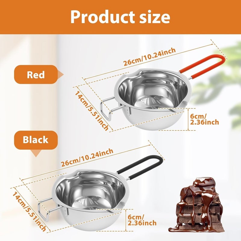 Stainless Steel Double Boiler Pot Melting Bowl 2Pcs 480ml Stainless Steel Double Boiler Pot with Heat Resistant Handle Enduring Melting Bowl for - Image 3
